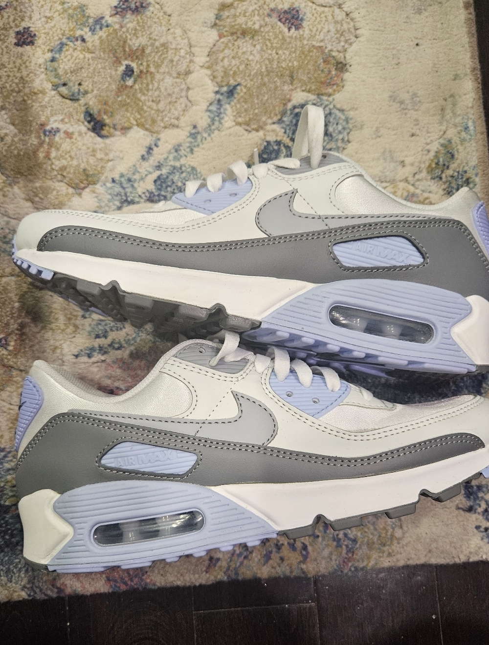 Womens Size 9.5 Airmax 90  Wolf Grey & Cobalt Blue.  Worn Once.  Like New.